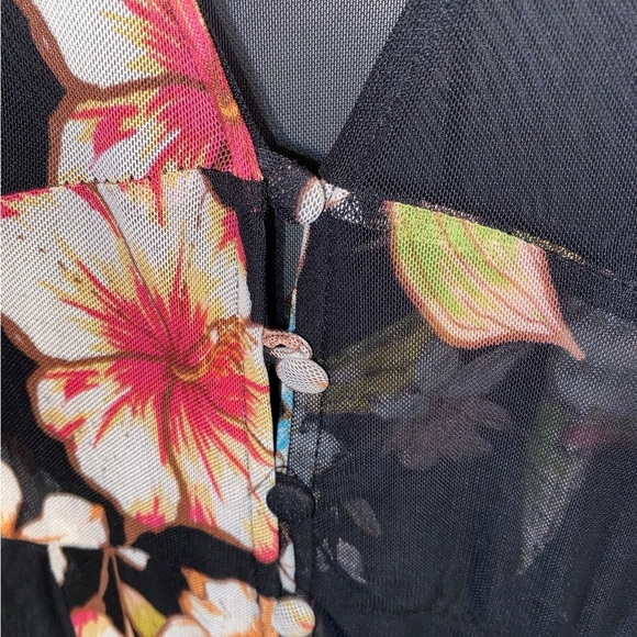 Always Indigo Floral Black Sheer Mesh Maxi Dress Fairy core Romantic - Picture 6 of 8